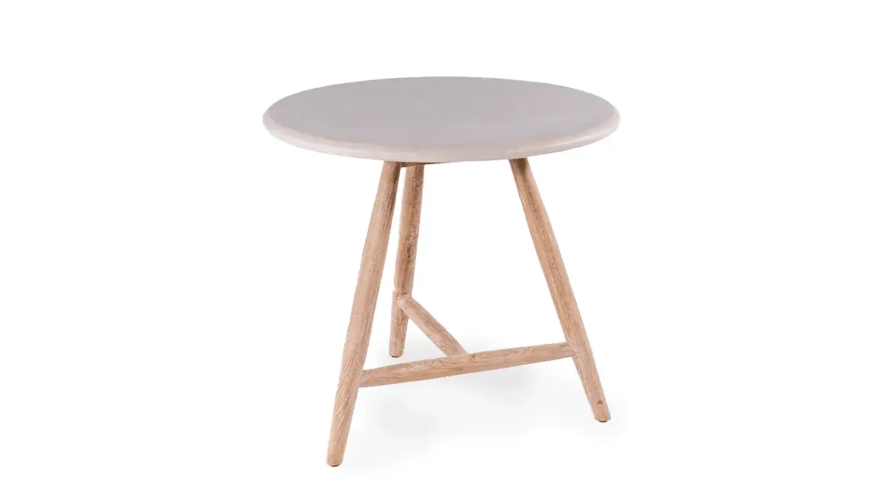 GOMMAIRE Outdoor | Organic Living Bistro-Rundtisch Faye | Teakholz Naturgrau / Betonplatte