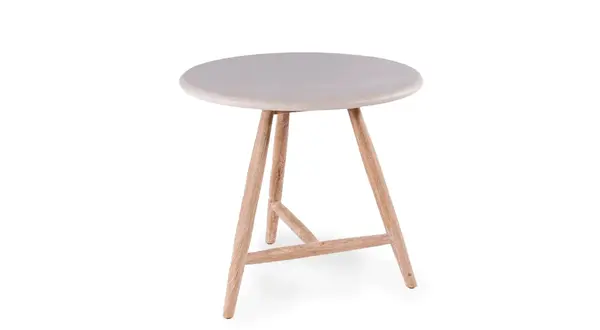 GOMMAIRE - Organic Living - Design Furniture Bistro Round Table Faye | Teak Natural Gray / Conrete Top GOMMAIRE - Organic Living - Design Furniture Bistro Round Table Faye | Teak Natural Gray / Conrete Top