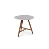 GOMMAIRE Outdoor Meubels | Organic Living Bistro Round Table Faye | Teak Woodstain Emas Brown / Conrete Top