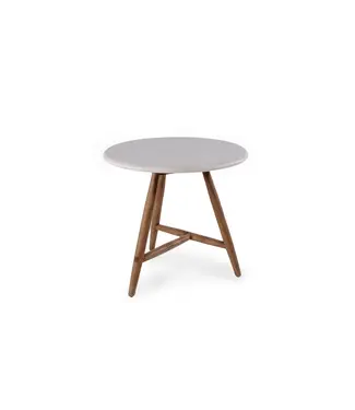 GOMMAIRE Outdoor Meubels | Organic Living Tavolo rotondo da bistrot Faye | Legno di teak tinto marrone Emas / Piano in cemento