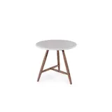 GOMMAIRE Outdoor | Organic Living Niedriger runder Bistrotisch Faye | Teakholz, gebeizt in Emas Brown / Betonplatte