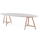 GOMMAIRE Outdoor Meubels | Organic Living Ovaler Tisch Faye | Teakholz Naturgrau / Betonplatte