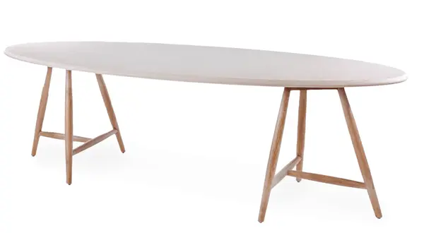 GOMMAIRE Outdoor | Organic Living Table ovale Faye | Teck gris naturel / Plateau en béton