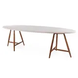 GOMMAIRE Outdoor | Organic Living Table ovale Faye | Teinte bois de teck Emas Brown / Plateau en béton