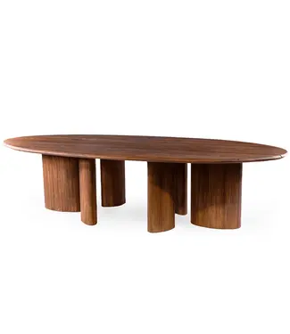 GOMMAIRE Outdoor Meubels | Organic Living Mesa ovalada Imen | Madera de teca teñida de marrón