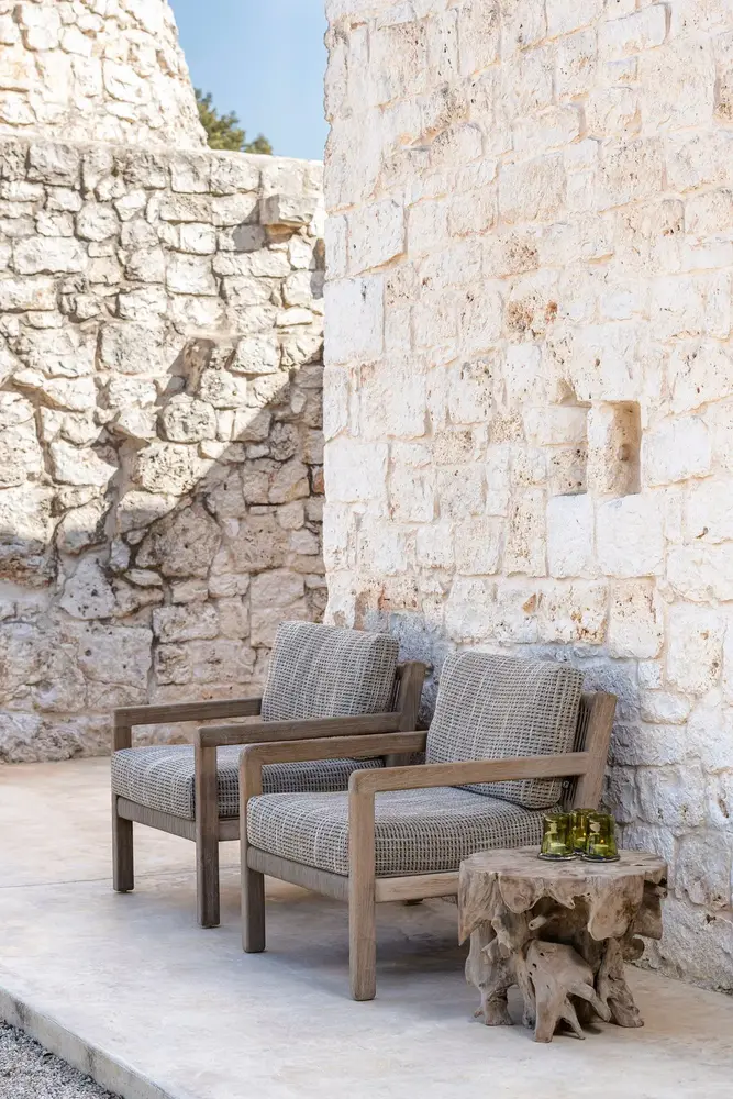 GOMMAIRE Outdoor | Organic Living Coffee Table Bamba | Teak Root Natural Grey
