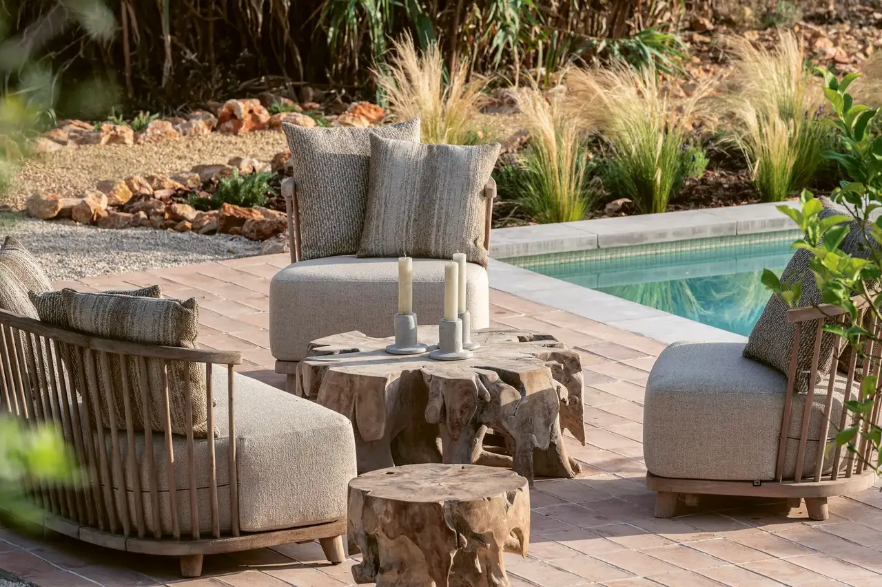 GOMMAIRE Outdoor | Organic Living Tavolino da caffè Bamba XL | Radice di teak grigio naturale