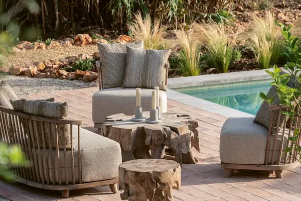 GOMMAIRE Outdoor | Organic Living Mesa de centro Bamba XL | Raíz de teca gris natural