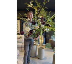 SILK-KA Kunstig blomsterbukett "Hvite og burgunderrøde tulipaner"