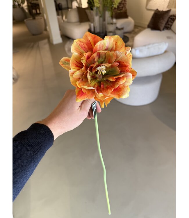 SILK-KA Tallo de tulipán naranja/marrón | 69 cm