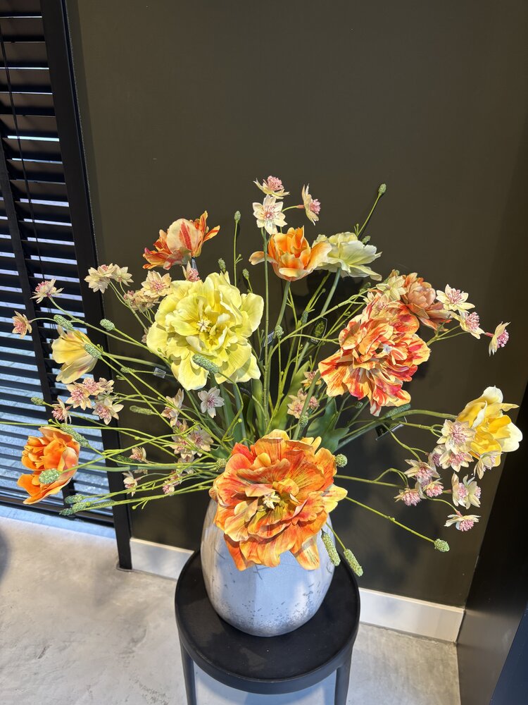 SILK-KA Kunstig blomsterbukett "Blandede tulipaner"