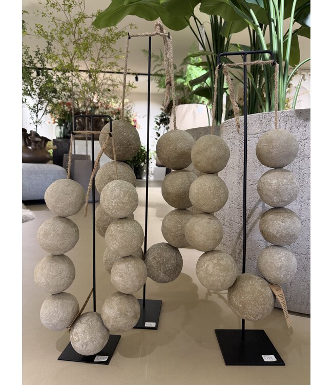 NU PUUR & GROEN Ketting "Cotton Maché" grijs/bruin