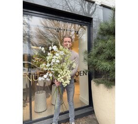 SILK-KA Kunst bloemen boeket " Mixed White - Limited Edition ''