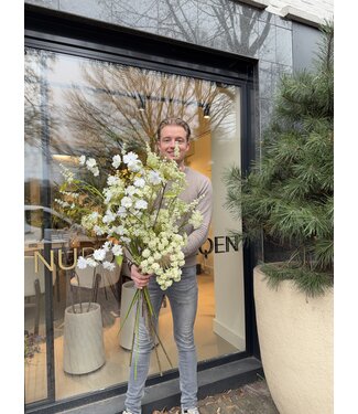 SILK-KA Kunstig blomsterbukett "Blandet hvitt - begrenset opplag"