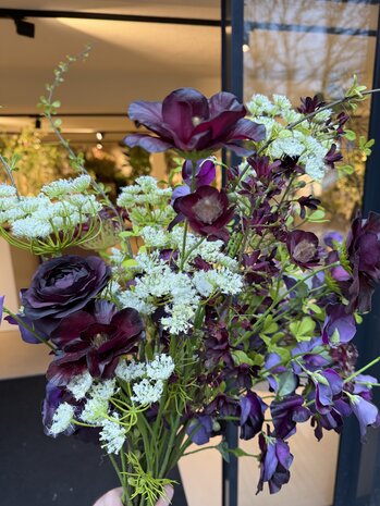 SILK-KA Bouquet de fleurs artificielles « Plaisir Bourgogne - Édition Limitée »