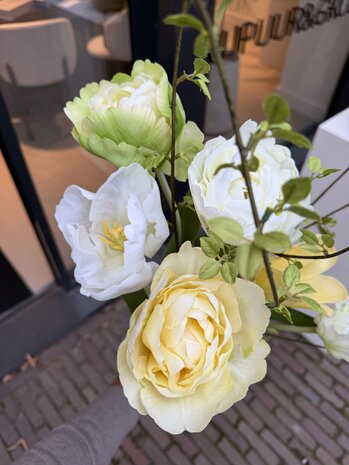 SILK-KA Bouquet de fleurs artificielles « Tulipes pastel - Édition limitée »