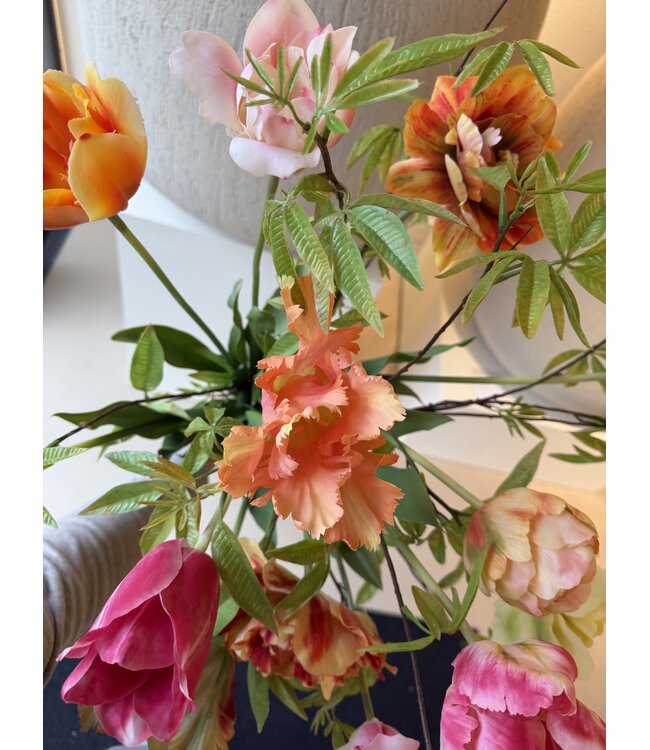 SILK-KA Kunstig blomsterbukett "Fargerike tulipaner XL"