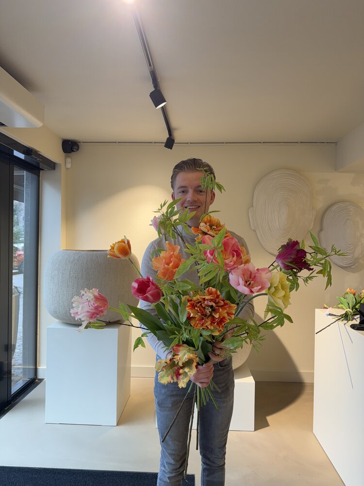 SILK-KA Kunst bloemen boeket "Colourful Tulips XL"