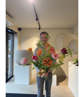 SILK-KA Bouquet de fleurs artificielles « Tulipes colorées XL »