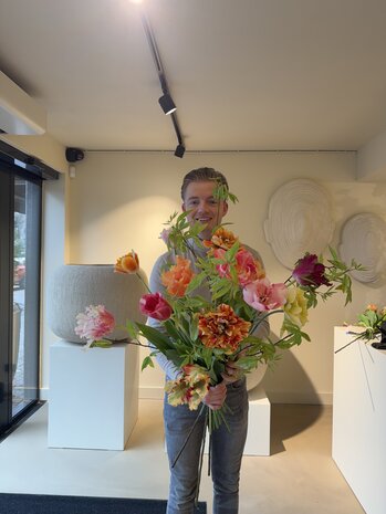 SILK-KA Bouquet de fleurs artificielles « Tulipes colorées XL »