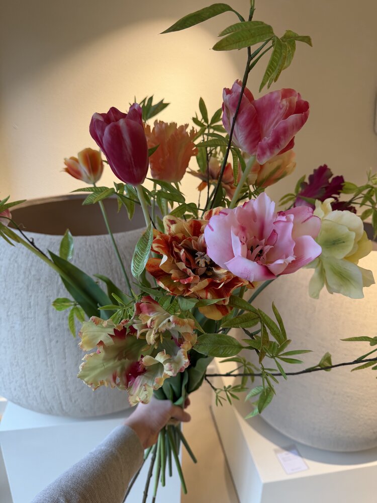 SILK-KA Bouquet de fleurs artificielles « Tulipes colorées XL »