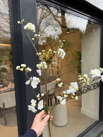 SILK-KA Ramo fiorito crema/verde | 118 cm