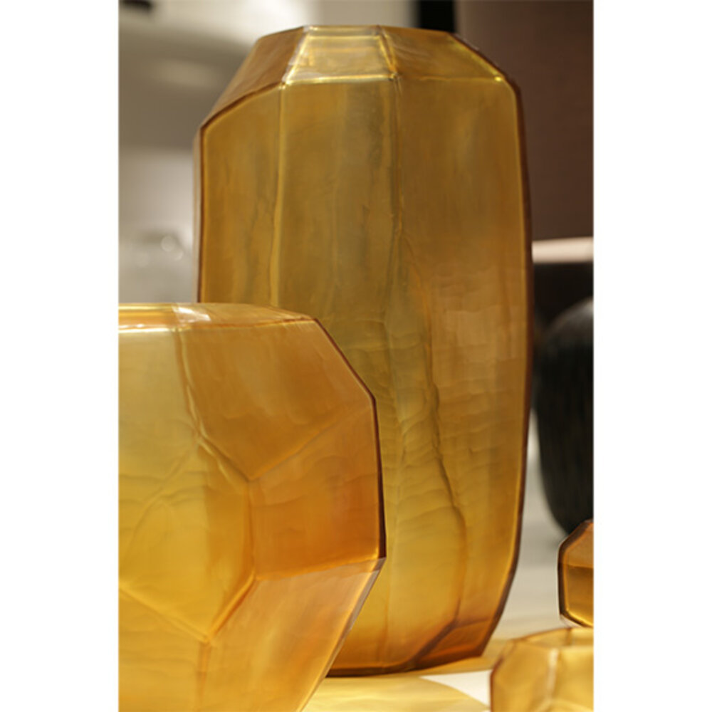 Guaxs Hohe kubistische Vase | Klar/Gold