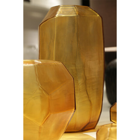 Guaxs Vase cubique haut | Transparent/Or