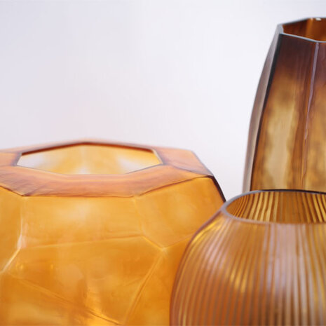 Guaxs Vaso Cubistico Rotondo | Trasparente/Oro