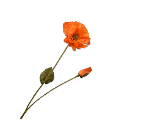 SILK-KA Branche de coquelicot orange RT | 74 cm