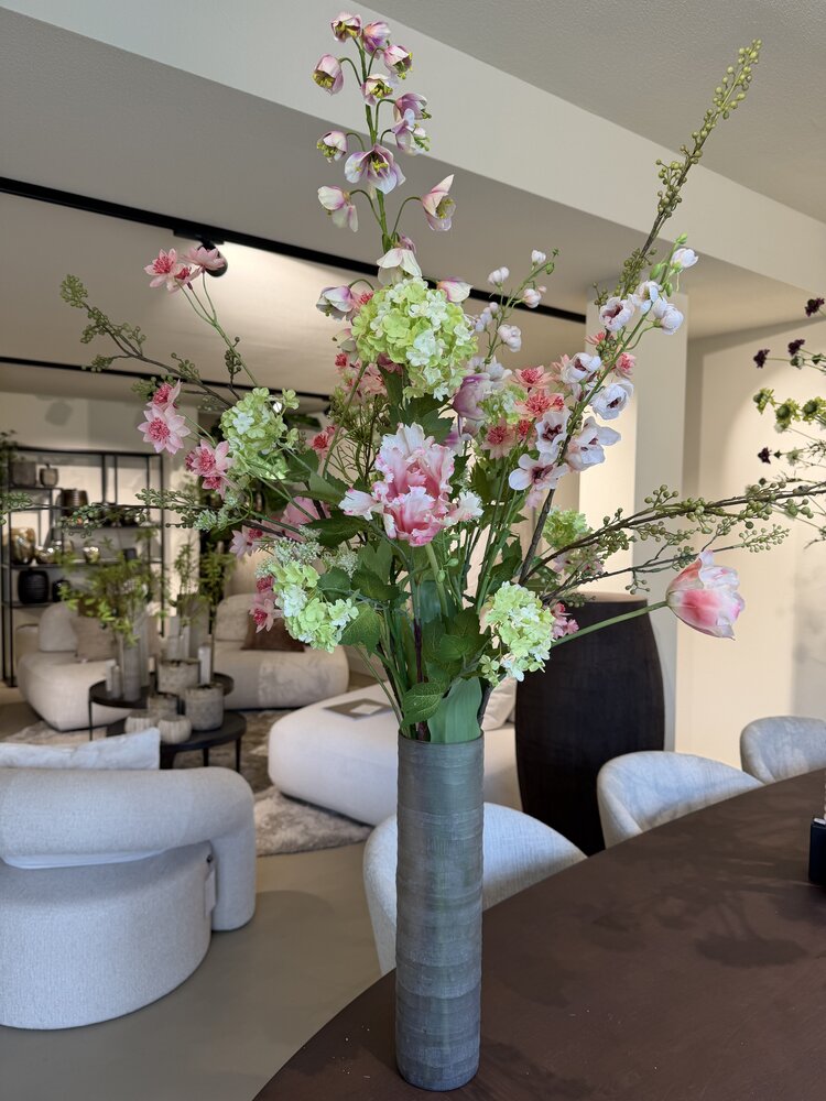 SILK-KA Artificial flower bouquet - fresh green / soft pink