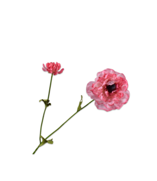 SILK-KA Branche de renoncule rose RT | 63 cm