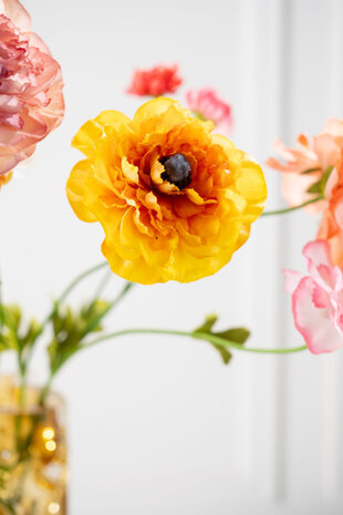 SILK-KA Ramo di ranuncolo giallo RT | 63 cm