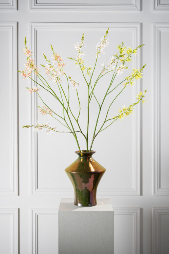 SILK-KA Branche de crocosmia rose/verte | 117 cm