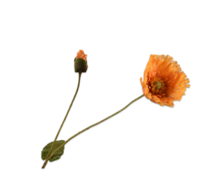SILK-KA Ramo di papavero arancione | 74 cm