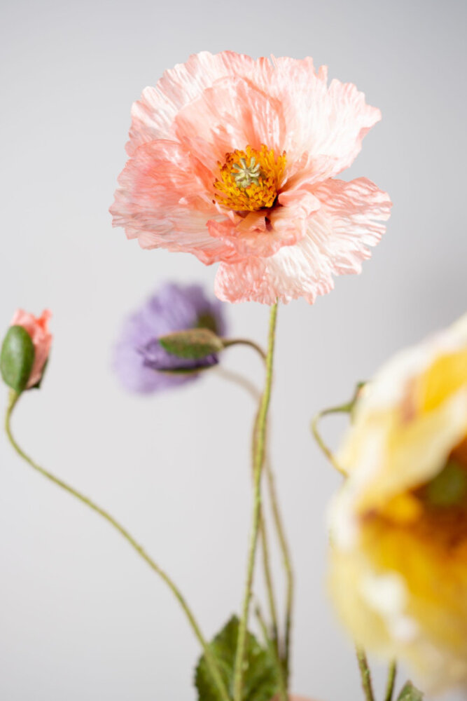 SILK-KA Saumon à branche de pavot | 74 cm