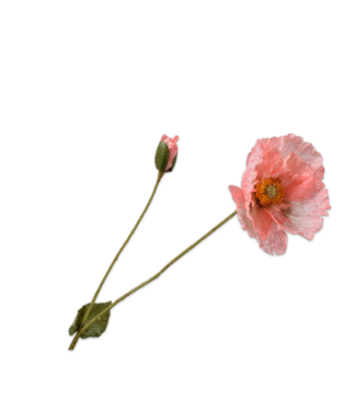 SILK-KA Salmone Poppy Branch | 74 cm