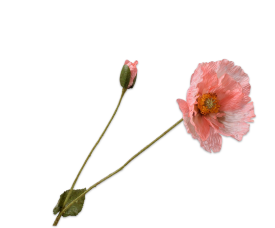 SILK-KA Salmone Poppy Branch | 74 cm