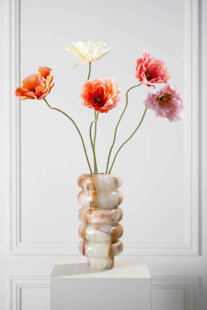 SILK-KA Saumon à branche de pavot | 76 cm