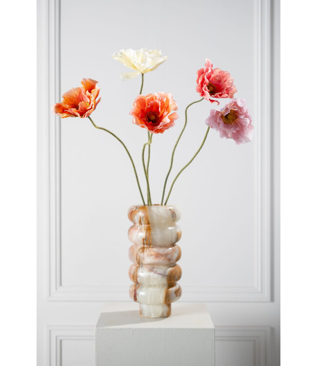 SILK-KA Salmone Poppy Branch | 76 cm