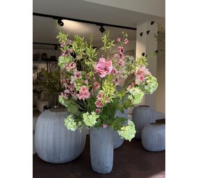 SILK-KA Bouquet artificiale "Signature" rosa tenue / verde brillante