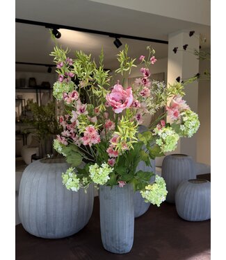 SILK-KA Bouquet artificiel « Signature » rose tendre / vert frais