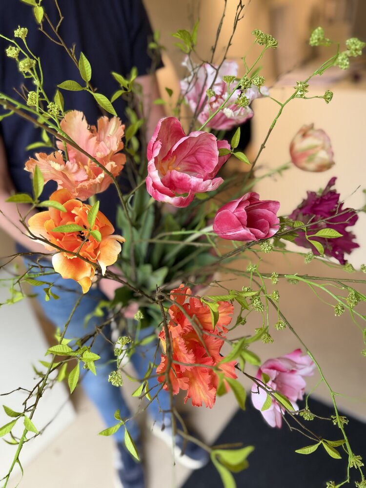 SILK-KA Bouquet de fleurs artificielles « TULIPES MÉLANGES »