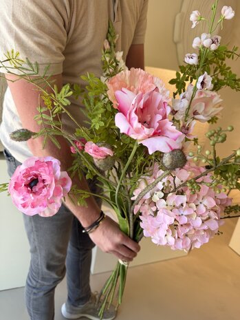 SILK-KA Kunstig blomsterbukett til morsdagen | Rosa
