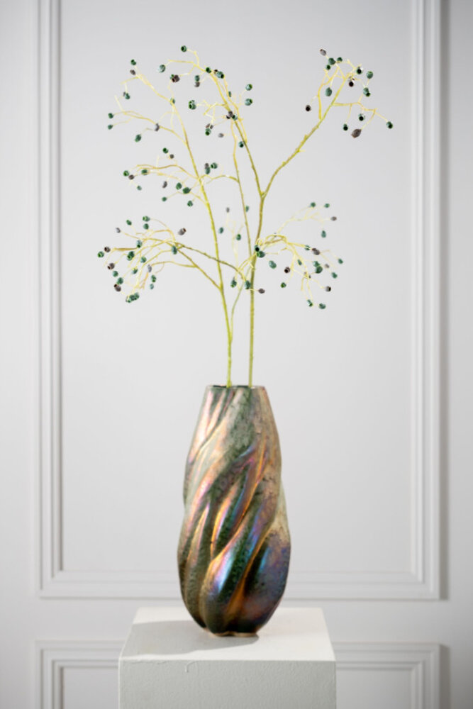 SILK-KA Ramo di eucalipto verde/marrone | 115 cm