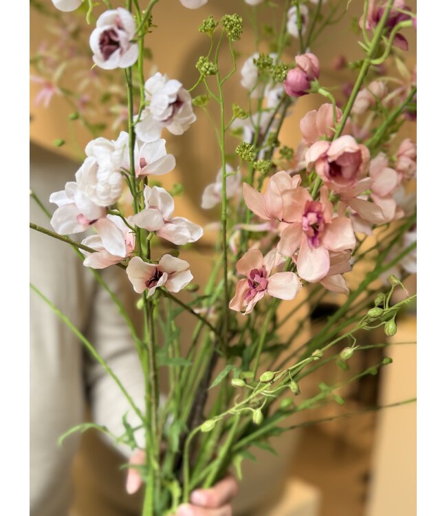 SILK-KA Kunstbloemen boeket "Royal Delphinium Peach" Small