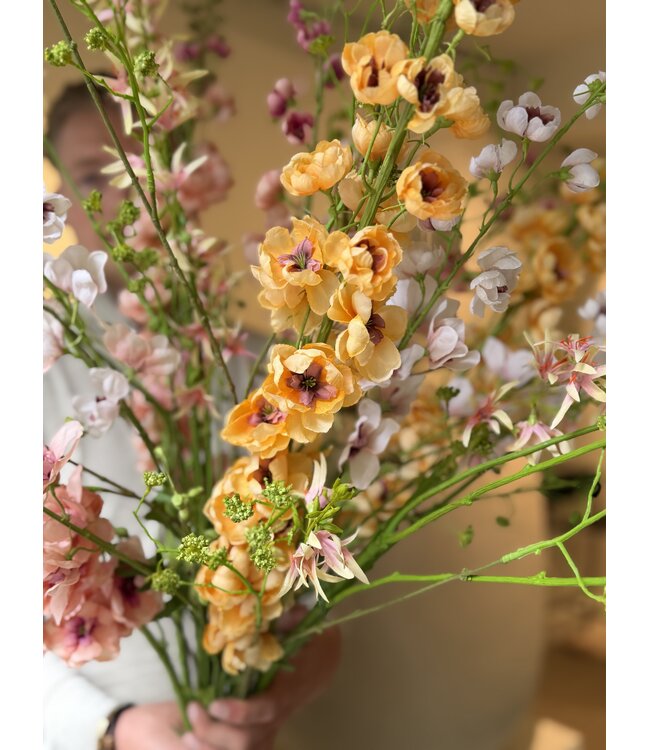 SILK-KA Kunstbloemen boeket "Royal Delphinium Peach"  Large