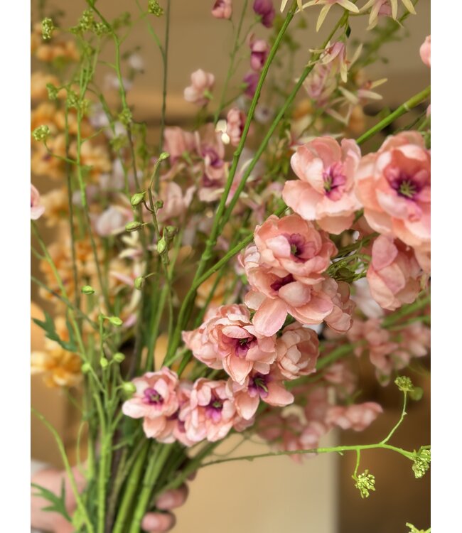 SILK-KA Kunstbloemen boeket "Royal Delphinium Peach"  Large