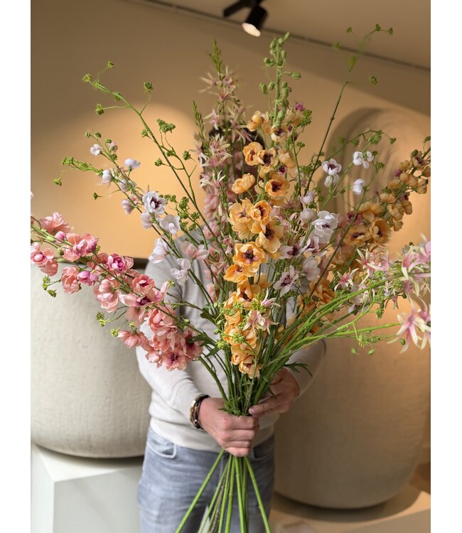 SILK-KA Kunstbloemen boeket "Royal Delphinium Peach"  Large