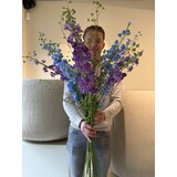 SILK-KA Artificial flower bouquet "Royal Delphinium Blue" Small